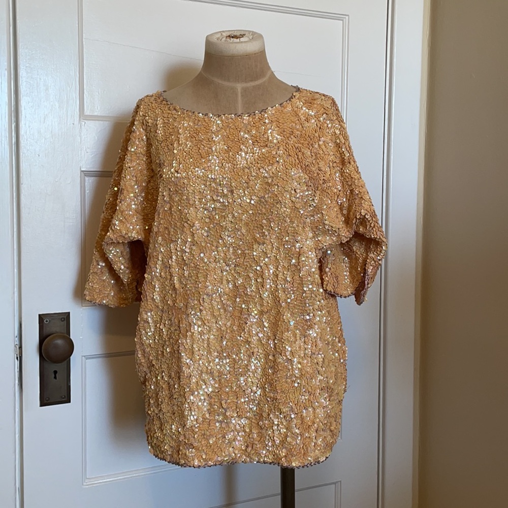 Vintage Sequin Tunic Peach top size large